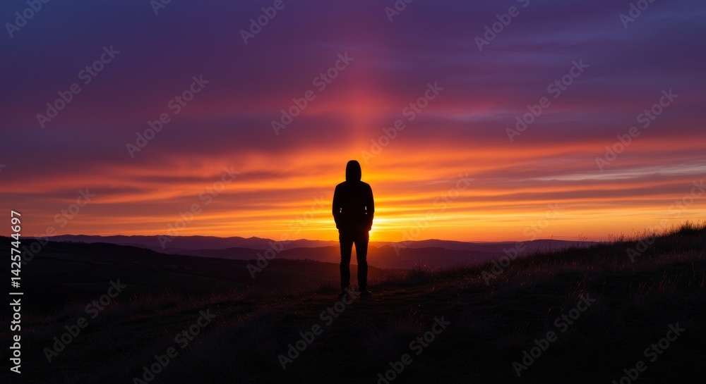 Lone Traveler Watching Sunset Lone Traveler Watching Sunset