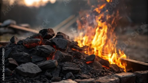fire in the fireplace