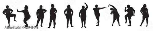 Set Of Plus Size Woman Silhouettes Vector