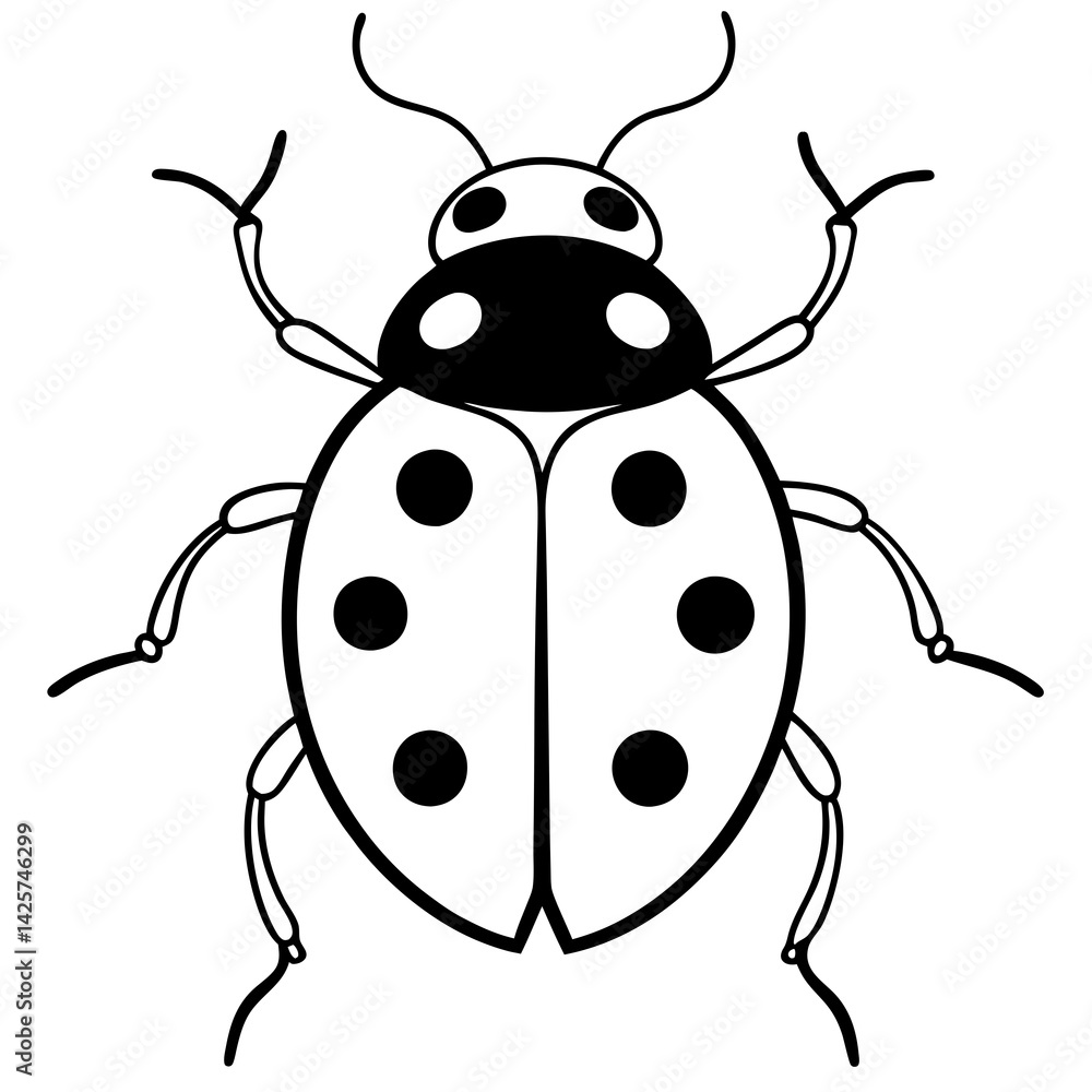 Obraz premium Modern Ladybug Outline Vector Design