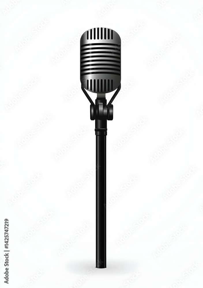 Obraz premium Vintage Microphone on Stand Illustration