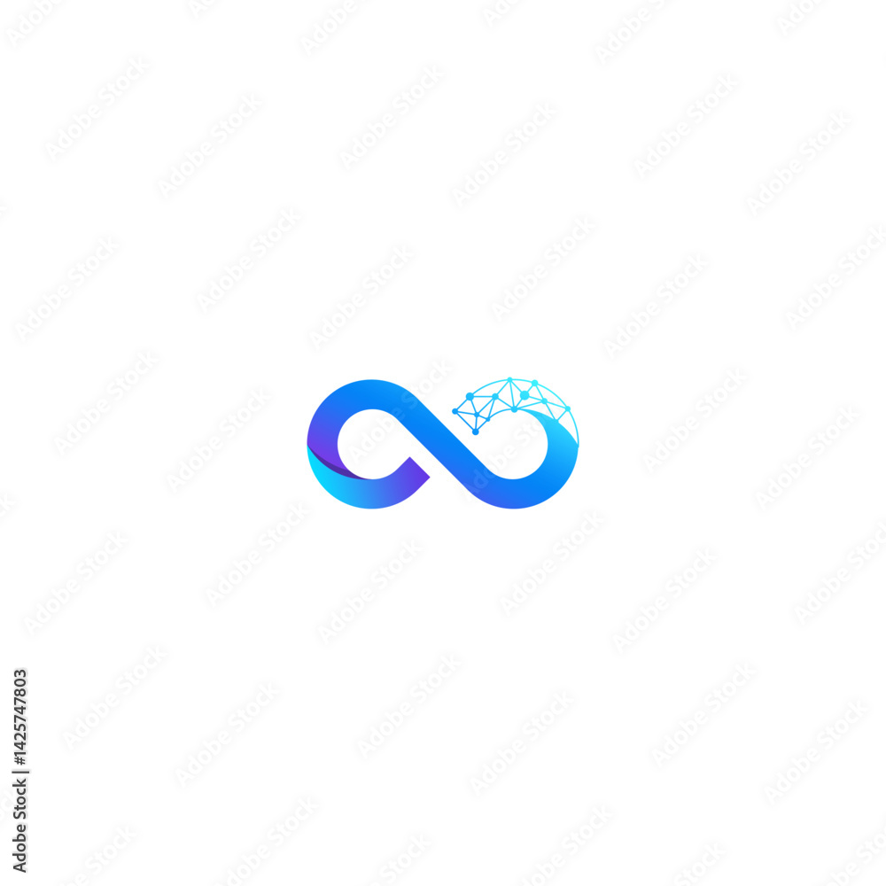 Obraz premium Tech Mesh Infinity: Modern Network Vector Logo