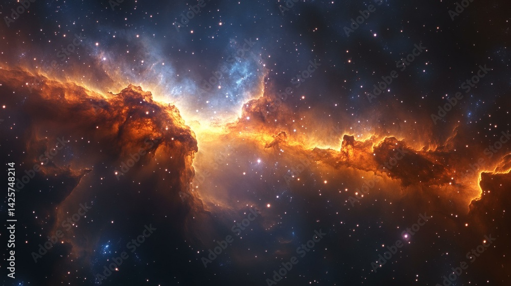 Breathtaking Interstellar Cloudscape with Radiant Nebula and Countless Stars in Deep Space Breathtaking Interstellar Cloudscape with Radiant Nebula and Countless Stars in Deep Space