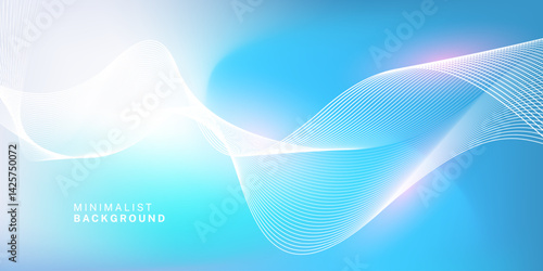 Abstract blue gradient background with shining lines waves. Minimalist background for banner, poster, cover, brochure, flyer, website