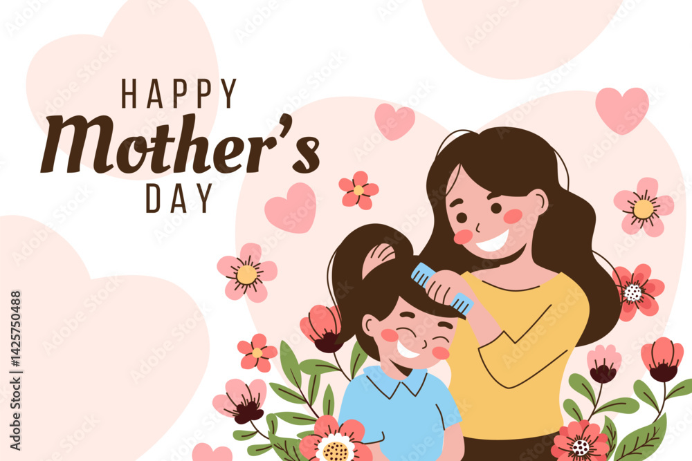 Happy Mother's Day with flowers. Vector illustration Happy Mother's Day with flowers. Vector illustration