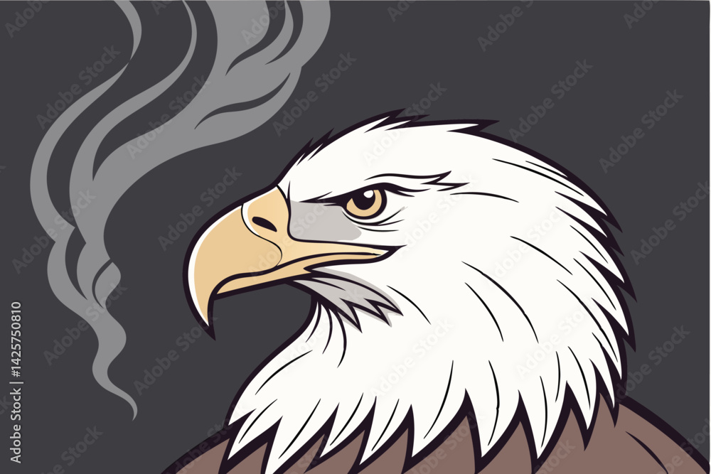 Obraz premium Fierce Eagle Digital Illustration Angry Expression Bird of Prey Vector Art
