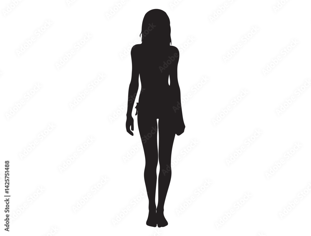 Fototapeta premium BIKINI GIRL SILHOUETTE WHITE BACKGROUND