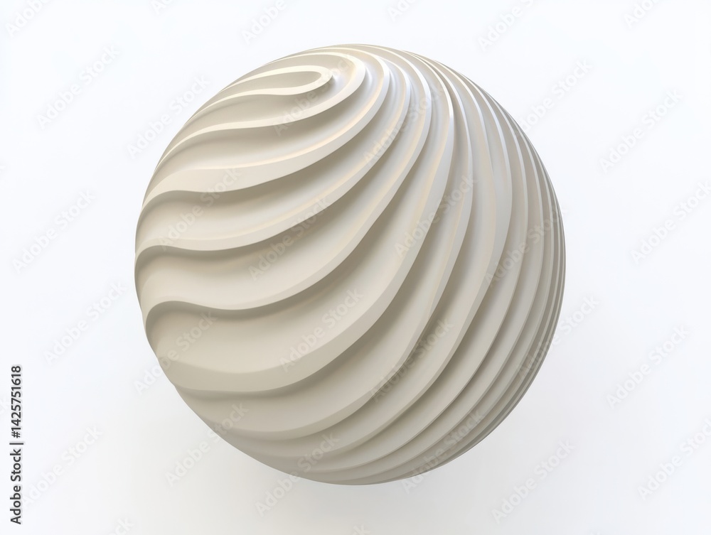 Abstract White Sphere with Swirling Lines Modern Art Sculpture on a Clean White Backdrop Abstract White Sphere with Swirling Lines Modern Art Sculpture on a Clean White Backdrop
