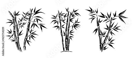 Bamboo tree on white, Hand drawn style.	

