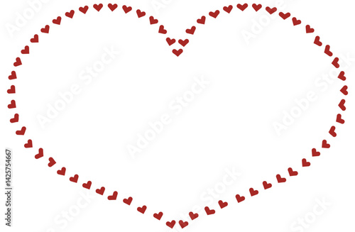 Heart Frame Made of Tiny Red Hearts