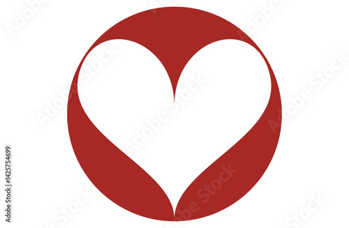 Red Circle with Heart Cut-Out Center