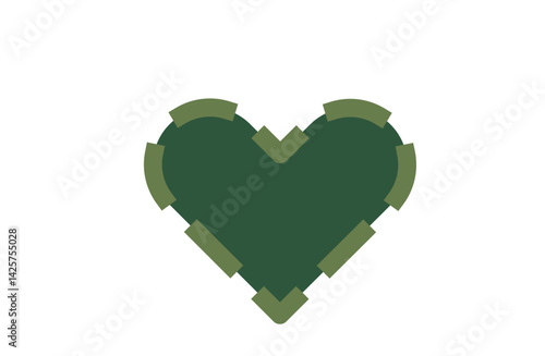 Green Heart with Dashed Border Line