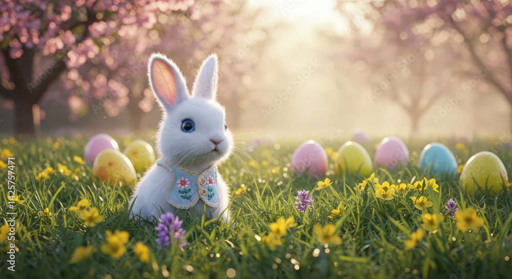 Fototapeta premium Adorable Easter Bunny in a Spring Meadow