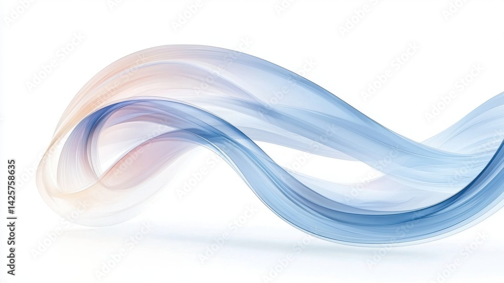 Naklejka premium Swirling abstract blue orange gradients flowing across soft light blue background, generating dynamic visual movement and abstract elegance