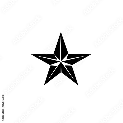 Black icon of a five-pointed star with sharp lines, suitable for various design projects and digital uses