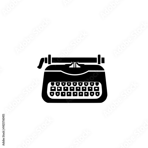 Black icon of a vintage typewriter symbolizing classic writing tools and creativity in the digital age