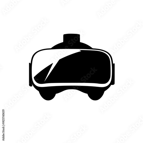 Black virtual reality headset icon representing immersive technology and digital exploration experiences