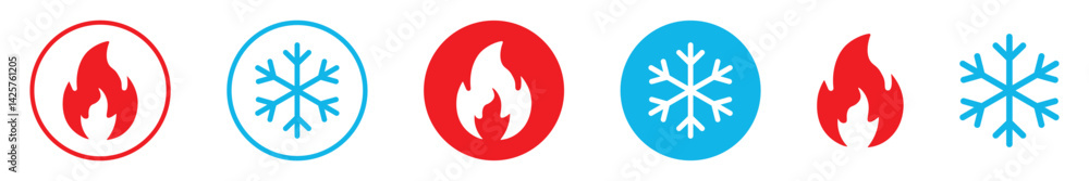 hot and cold icon vector. flame and snowlake icon vector. heating and cooling sign. flaming freezing. Refrigerator and boiler symbol. vector illustration on transparent background. weather condition hot and cold icon vector. flame and snowlake icon vector. heating and cooling sign. flaming freezing. Refrigerator and boiler symbol. vector illustration on transparent background. weather condition