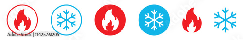 hot and cold icon vector. flame and snowlake icon vector. heating and cooling sign. flaming freezing. Refrigerator and boiler symbol. vector illustration on transparent background. weather condition