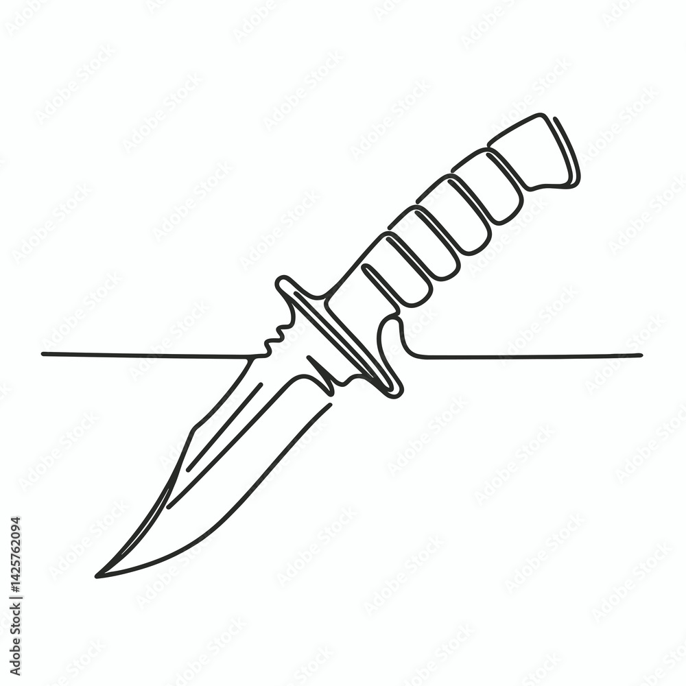 Obraz premium Continuous line drawing of a knife on a plain background 
