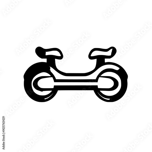Black icon of a bicycle with streamlined frame and handlebars designed for minimalistic aesthetics