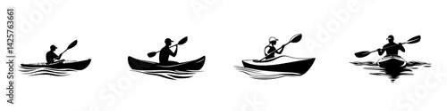 Activities involving kayakers paddling on water in various styles throughout the day