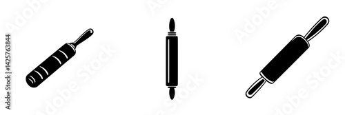 Black rolling pins displayed in a minimalist style showcasing traditional kitchen tools for baking enthusiasts