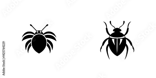 Black icons representing a crab and a beetle in a minimalist design suitable for various applications
