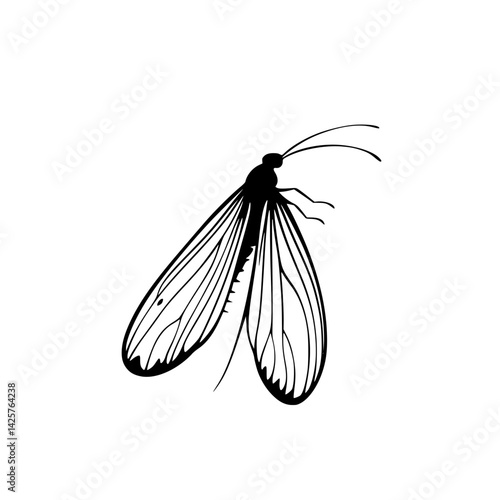 Black icon of a winged insect representing the delicate beauty of nature's tiny creatures