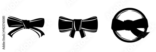 Black ribbon icons representing various styles, ideal for design applications or crafts