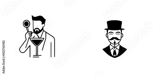 Classic cocktail preparation with a sophisticated gentleman in stylish attire at a bar setting