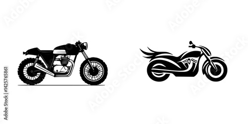 Stylish black motorcycle icons showcasing classic and modern designs for enthusiasts and collectors