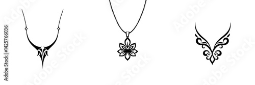 Elegant black icon designs showcasing intricate necklace styles for modern fashion enthusiasts
