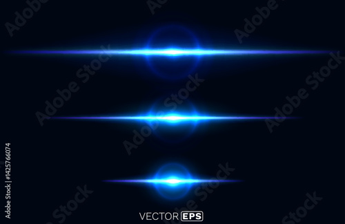 Laser light beam on black background. Vector illustration