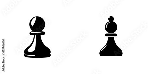 Black chess pieces depict pawns on a minimalistic background showcasing strategic game elements