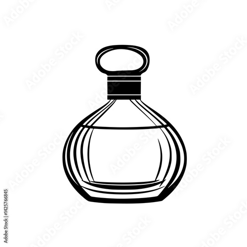Elegant black icon of a perfume bottle showcasing a classic design and timeless allure for fragrance enthusiasts and designers