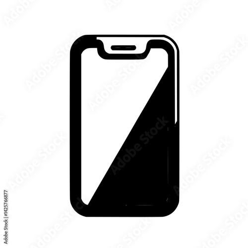 Black icon of a smartphone design displayed on a plain background representing modern technology and communication