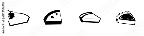 Collection of black icons representing various dessert types on a plain background for digital use