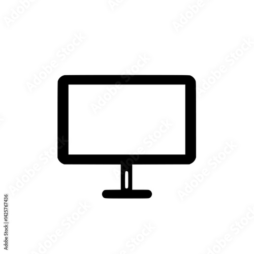 Black icon of a monitor displaying a blank screen, representing technology and communication in modern digital interface designs