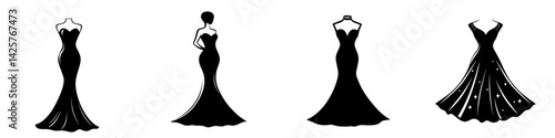 Elegant black dress icons showcasing various styles and designs for fashion inspiration and creativity