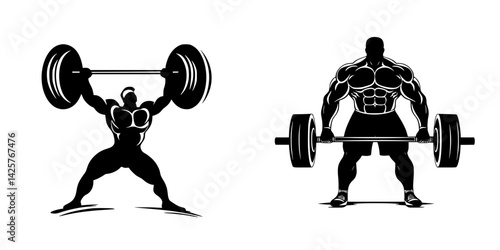 Weightlifting icons representing strength training and bodybuilding practices in a minimalist black design