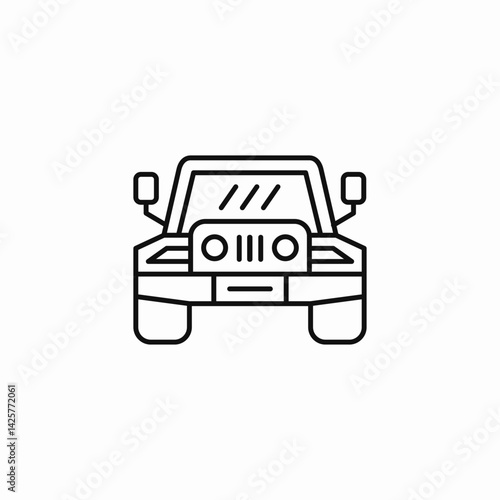 front view jeep icon sign vector