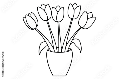  Tulip in vase stunning bloom soft minimal line art