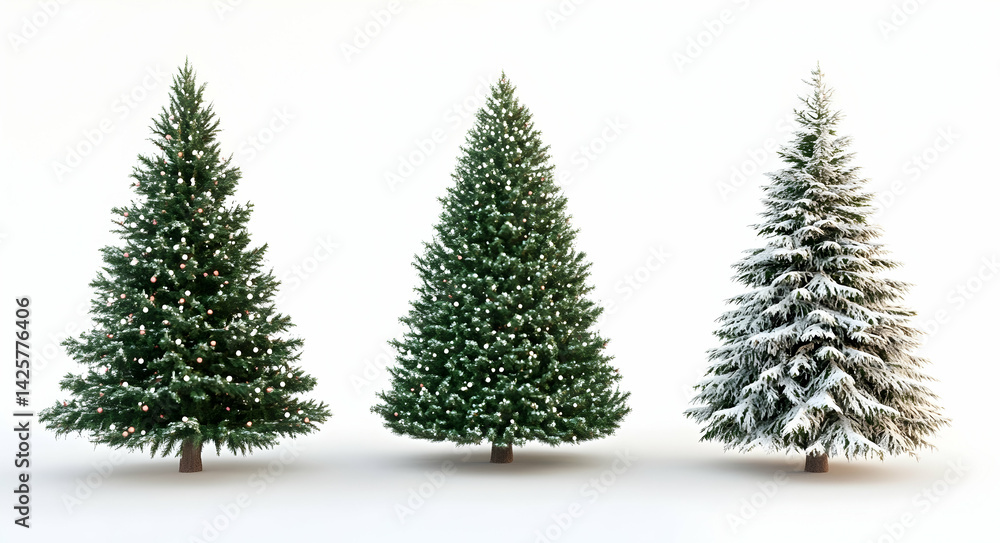 Fototapeta premium Christmas Trees on White Background