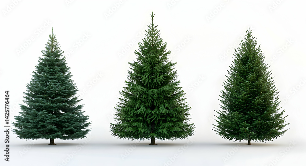 Fototapeta premium Three Green Christmas Tree Illustrations