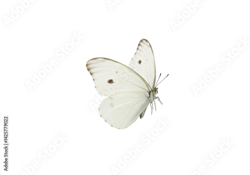 Stunning White Butterfly on Black Background: High-Resolution Image on Transparent  background