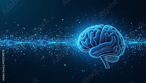 Illustration of abstract stream. Artificial intelligence. Big data, technology, AI, data transfer, data flow, large language model.
