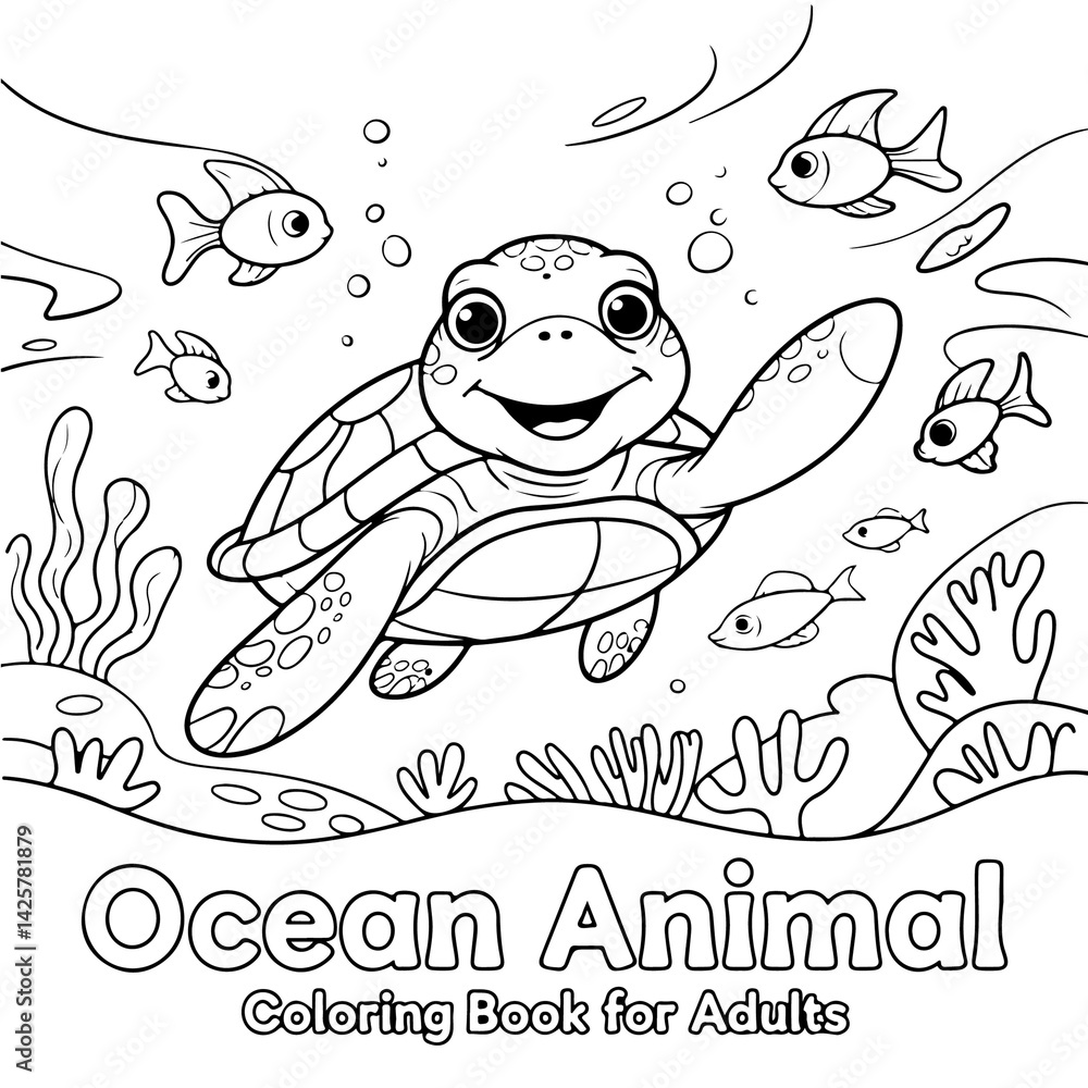 Fototapeta premium Ocean Animal Coloring Pages For Adults