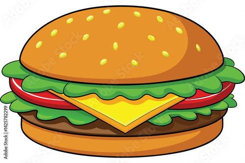 vector illustration of a classic cheeseburger.