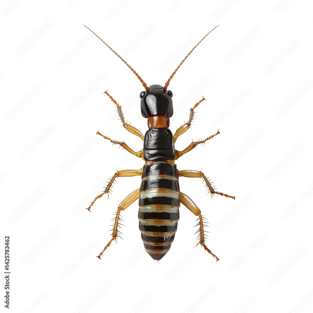 Unique close-up of a colorful insect displaying distinct stripes and antennae in a natural habitat setting Unique close-up of a colorful insect displaying distinct stripes and antennae in a natural habitat setting